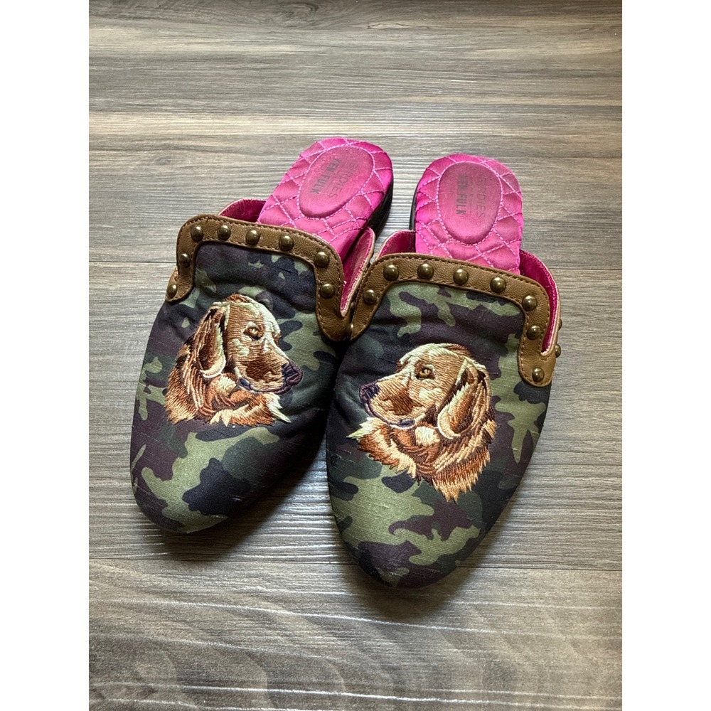 Birdies x‎ Ken Fulk RARE Limited Edition Embroidered Retriever Mules Camo/Pink